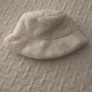 Cozy White Fuzzy Bucket Hat